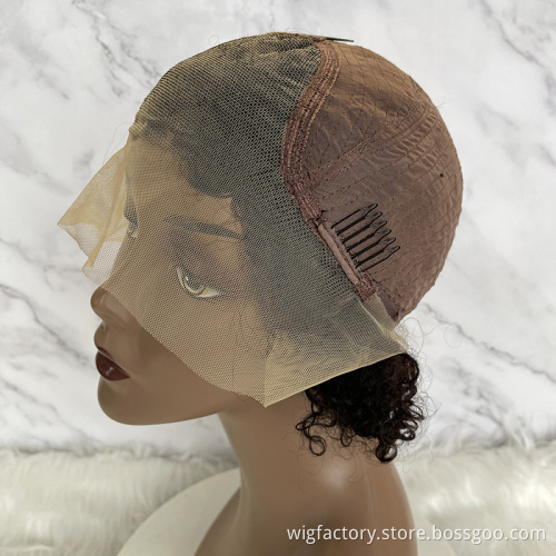New short pixel curl wig, 13*4 frontal lace short pixie cut human hair wig, natural hair wig short cut wigs for black women